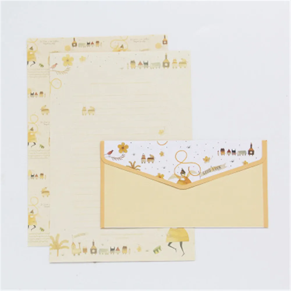 0+2Pcs/Pack New Vintage Little Prince Tower Elk Key Letter Paper Set/ Greeting Letter Paper/Writing Paper Office Supplies