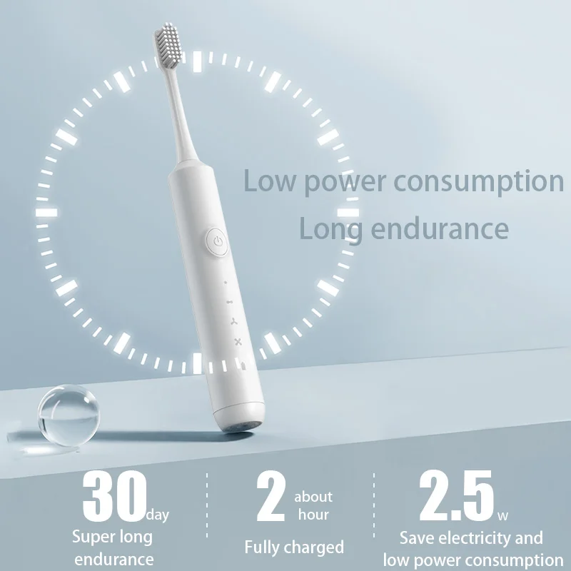 Electric toothbrush IPX7 waterproof grade DC rechargeable soft bristled toothbrush with 30 days of battery life