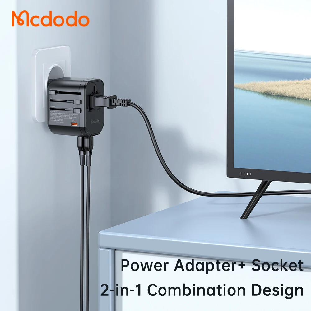 Wholesale Global Power Converters 20W PD QC Fast Charge USB-C + 2USB AC Outlet Plugs Security Door 20W Travel Adapter Worldwide