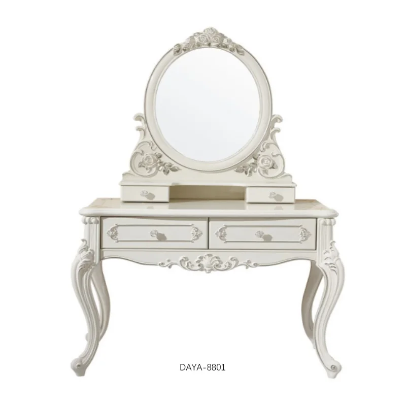 
Bedroom Wood Furniture Vanity Dressing Table White Makeup Dresser With Mirror 