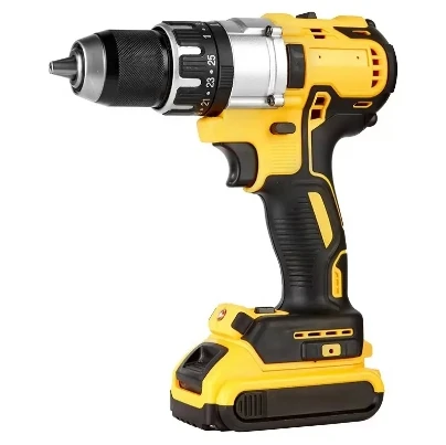 Factory wholesale 13mm cordless power tool 20V li-ion battery electric impact drilling machine set with two batteries
