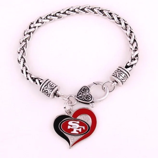 NFL Sports Team Cowboards 49 Person Charm Bracelets Featuring Eagles Crow Signs & Oil Drop Heart Design