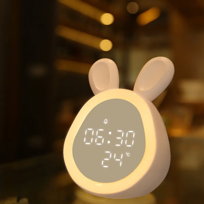 Desk Alarm Cute Rabbit Shape  LED Table Digital Alarm Clock For Kids