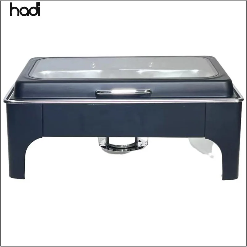 Hotel Restaurant New Style 9-Litre Stainless Steel Buffet Chafing Dish in Gold Electric Fuel With Glass 9L Capacity