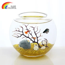 Mouth blown wholesale glass fish bowls large round customized sized clear glass fish bowl