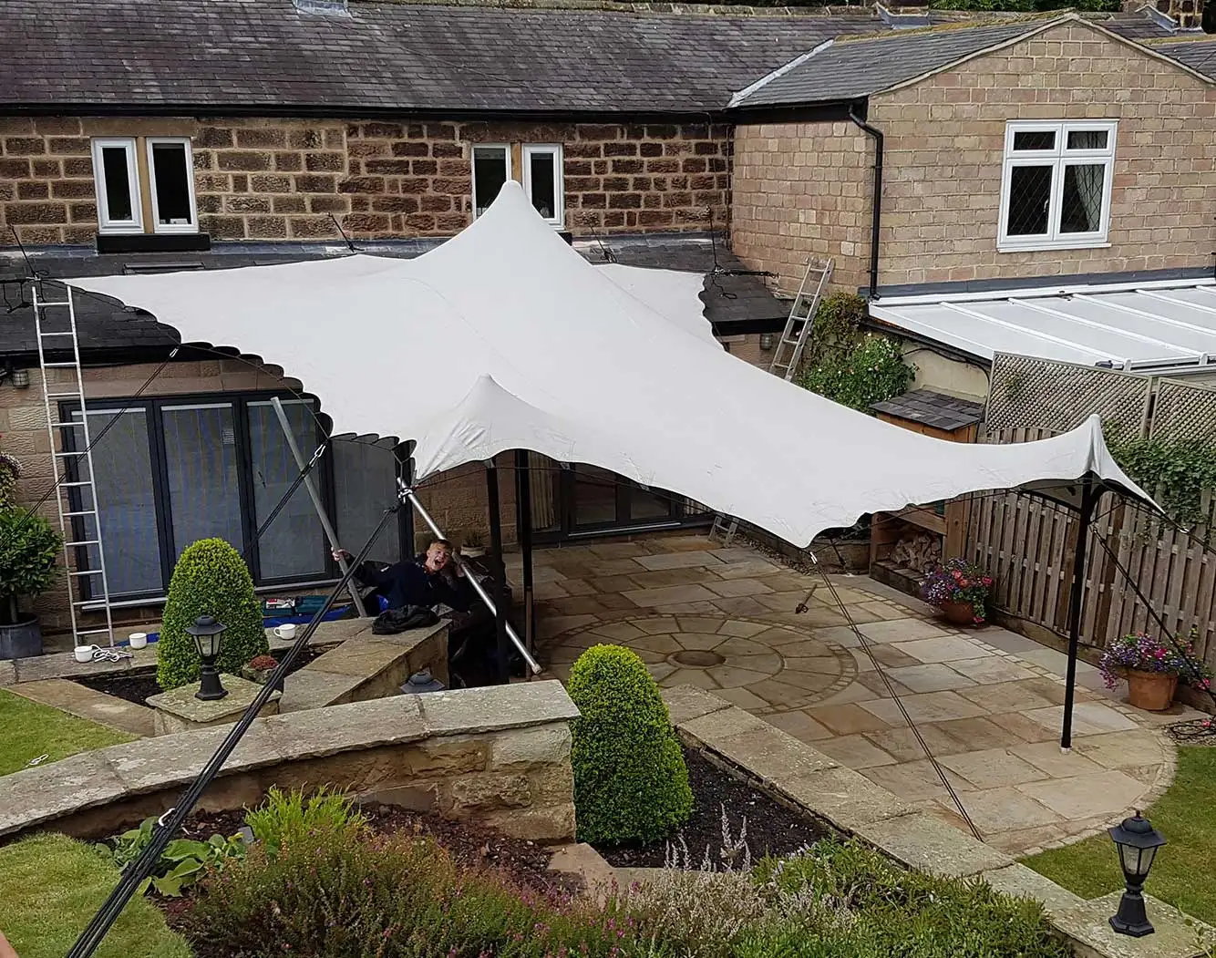 Waterproof flame retardant double PU coating four ways elastic outdoor canopy stretch tent