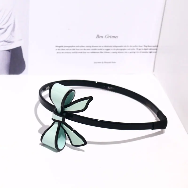 wholesale trendy acetate pvc pink bow headband for girls women fashion hairband accessories plastic hair hoop headband with bows