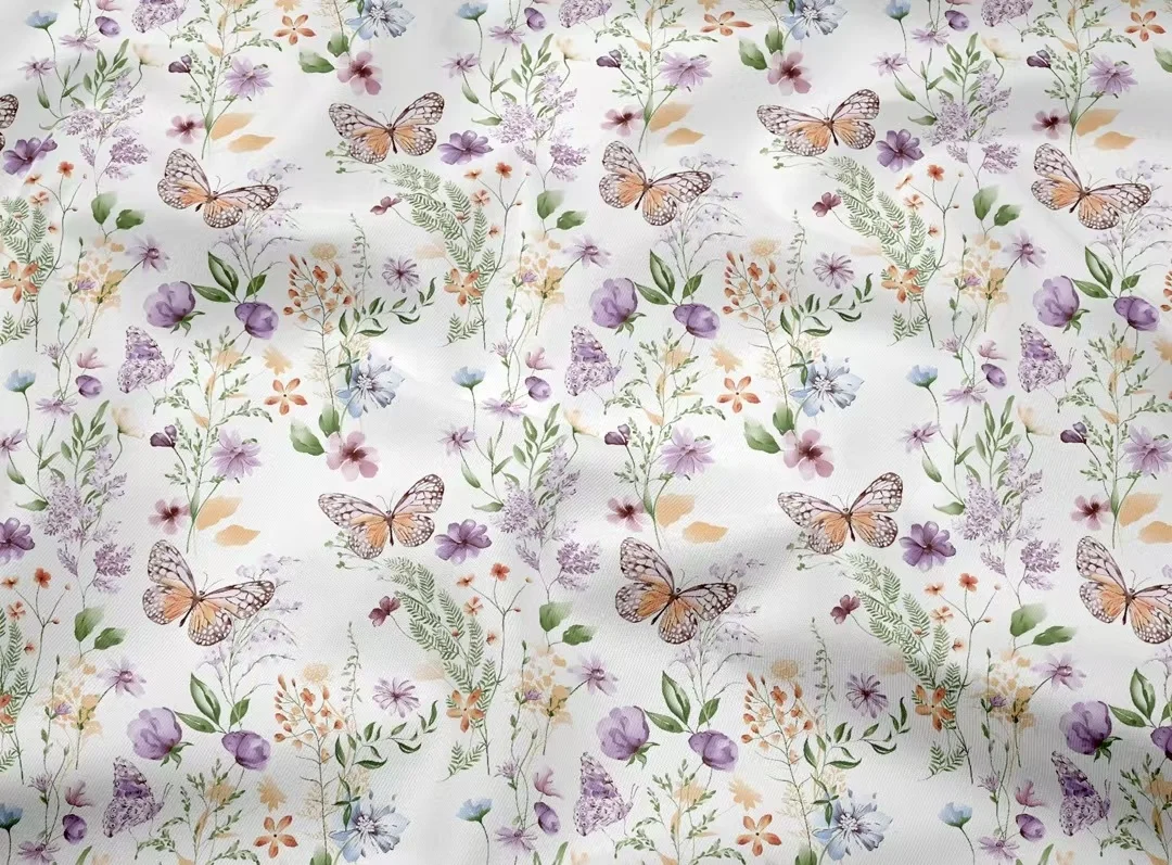 new design butterfly printed cotton fabrics for making baby clothes