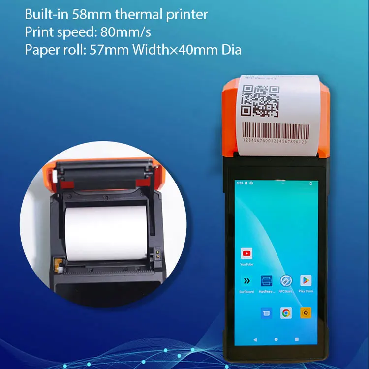 New 5.5 Inch Android 13 Portable Pos Machine 8-Core Handheld Android Pos Machine with Thermal Printer