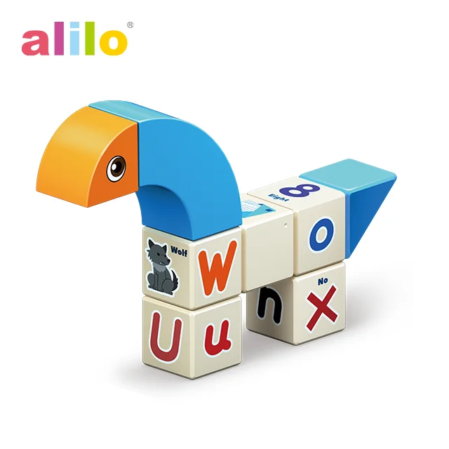 Alilo Custom Animal Shape ABS Plastic balancing Kids soft alphabet abc educational DIY Toys Magnetic Building Blocks Sets