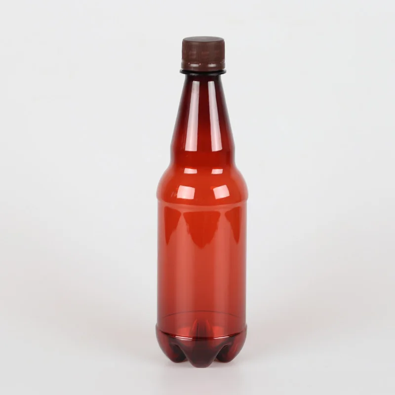 Factory direct sale 500 ml 17 oz brown amber beer beverage juice plastic bottle liquid dispensing bottle with anti-theft cap