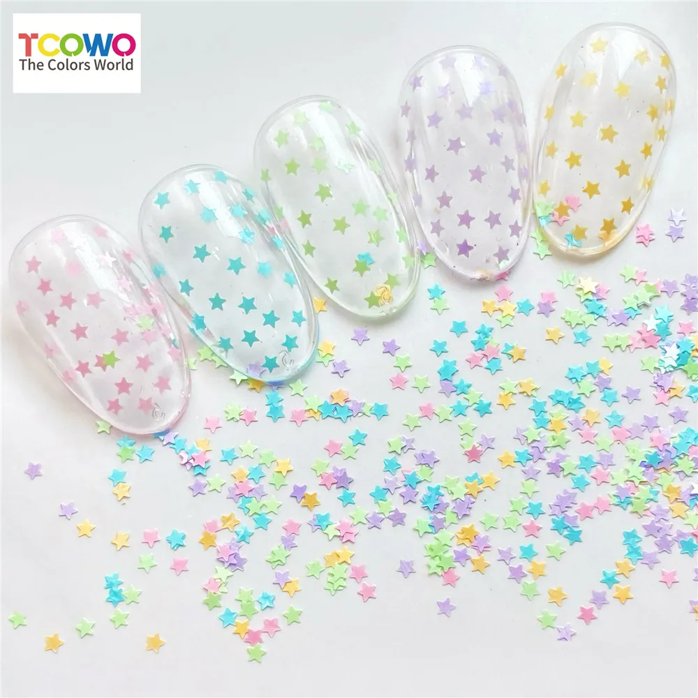 Green 1MM Size Macaroon Kawaii Lovely Colors Star Glitter Sequin For Nail Art Makeup Crafts DIY Tumbler Epoxy Resin