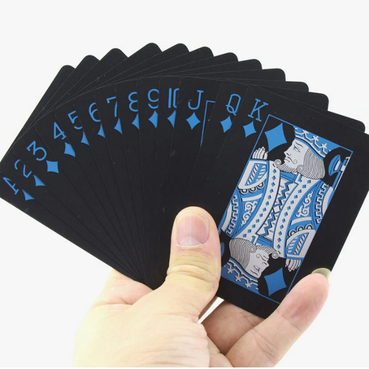Washable Black PVC Poker Waterproof Custom Plastic Playing Cards With Carton Packaging