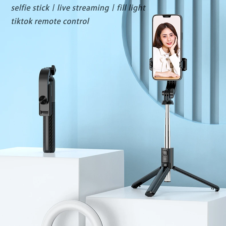 New Portable Wireless TikTok Detachable Remote V01 Portable Extendable Tripod Selfie Stick With Ring Light