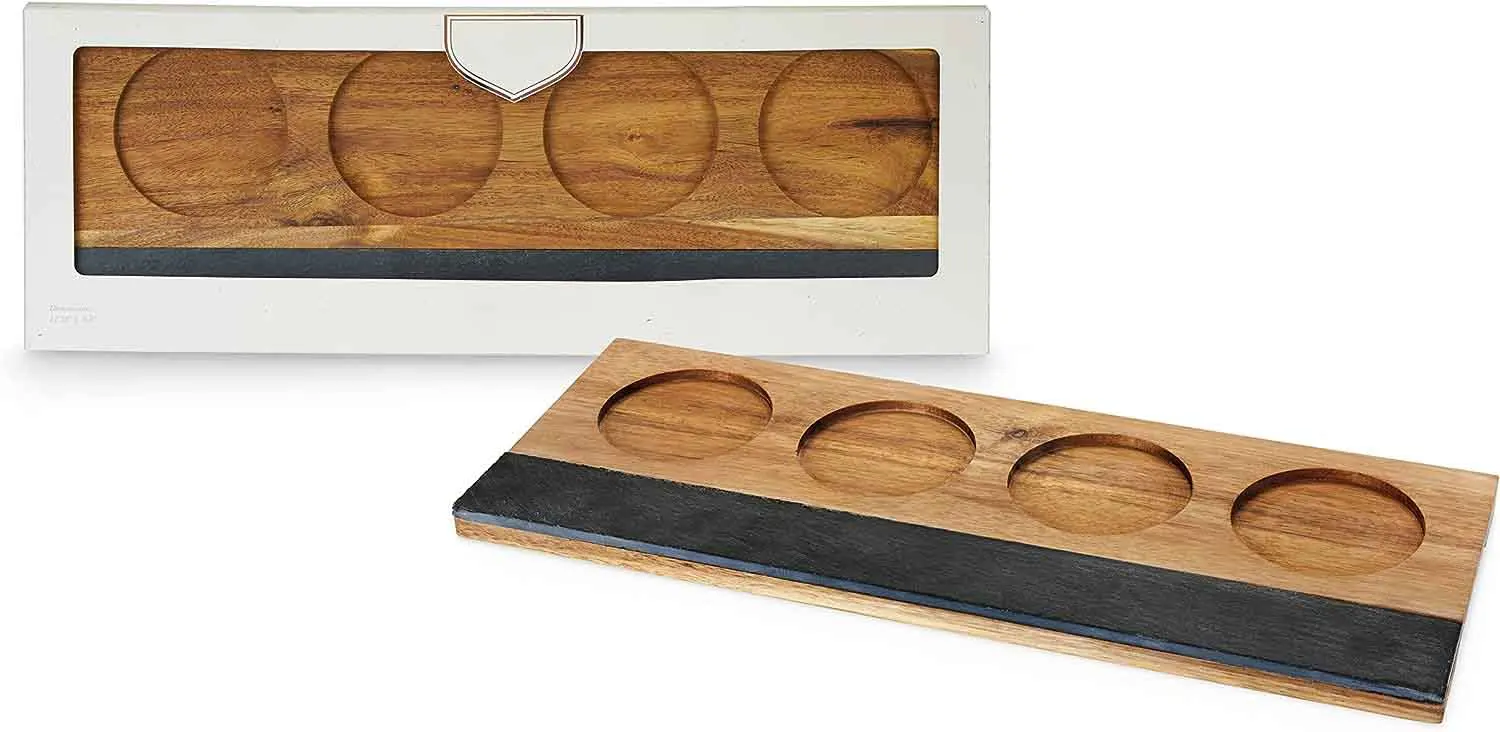 Wine Tasting Board with Slate Chalkboard, 2 Pieces of Soapstone Chalk