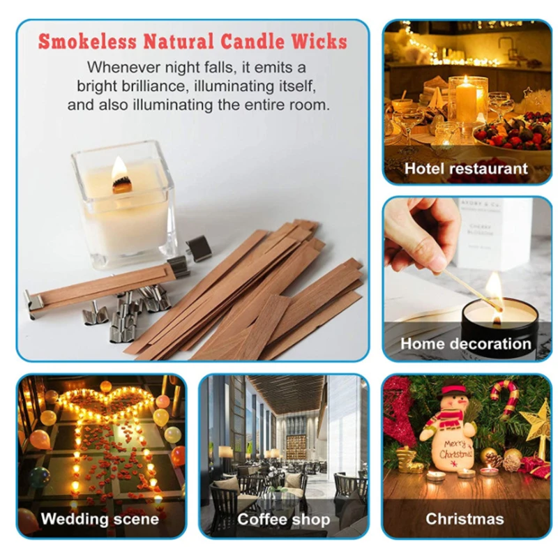 Aromatherapy tools eco friendly 6mm-19mm wooden wick candle wood wicks for candle making