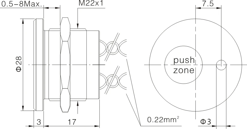 ONPOW best touch switch (CE, ROHS) 22mm 1NO momentary IP68 anti vandal piezo touch switch