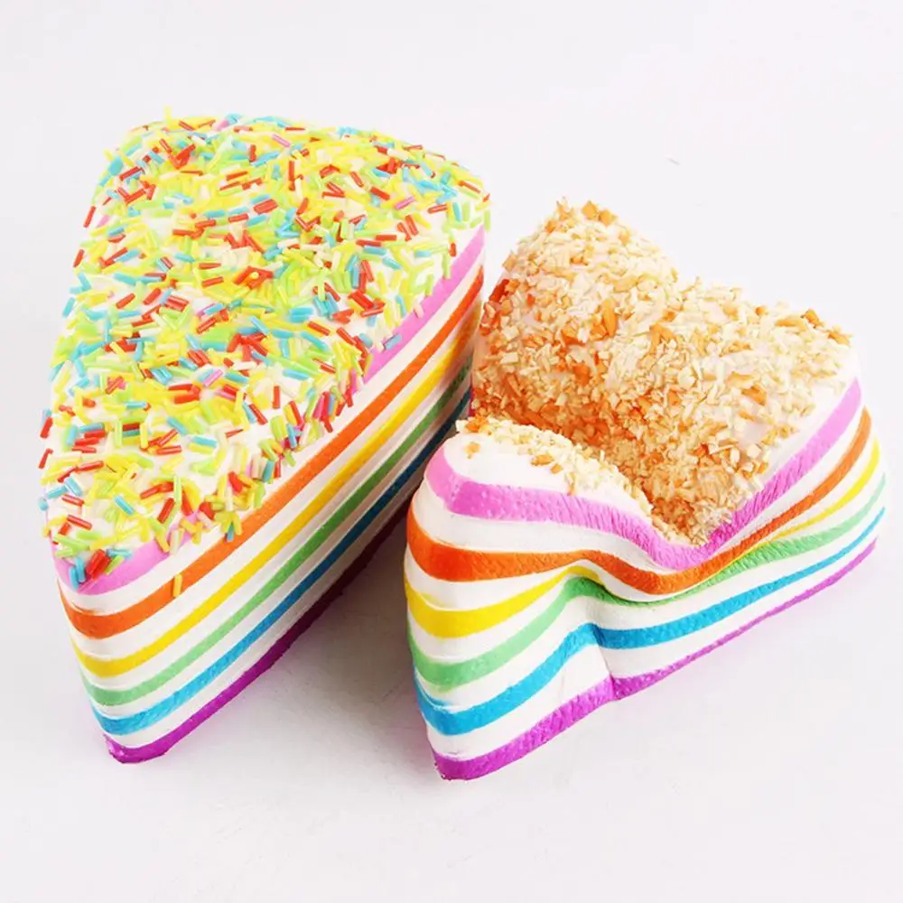 New custom slow rising jumbo 7 color colorful triangle cake soft ball wholesale toys food cake squishy