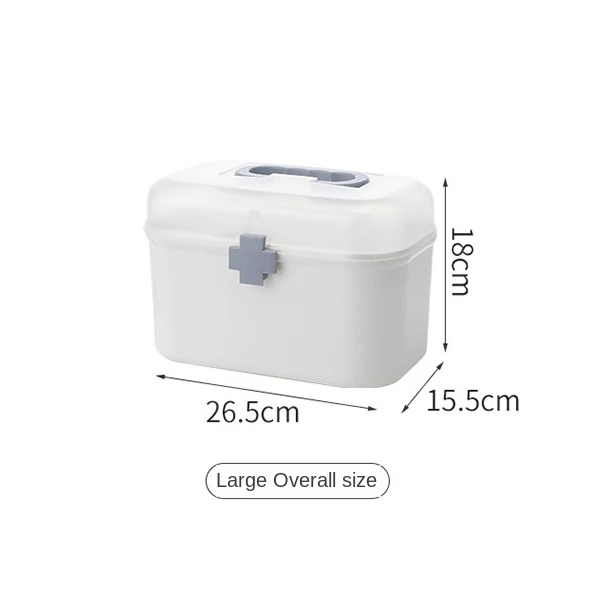 Household large capacity medicine box, emergency care medicine storage box, home portable multi-layer plastic medicine box