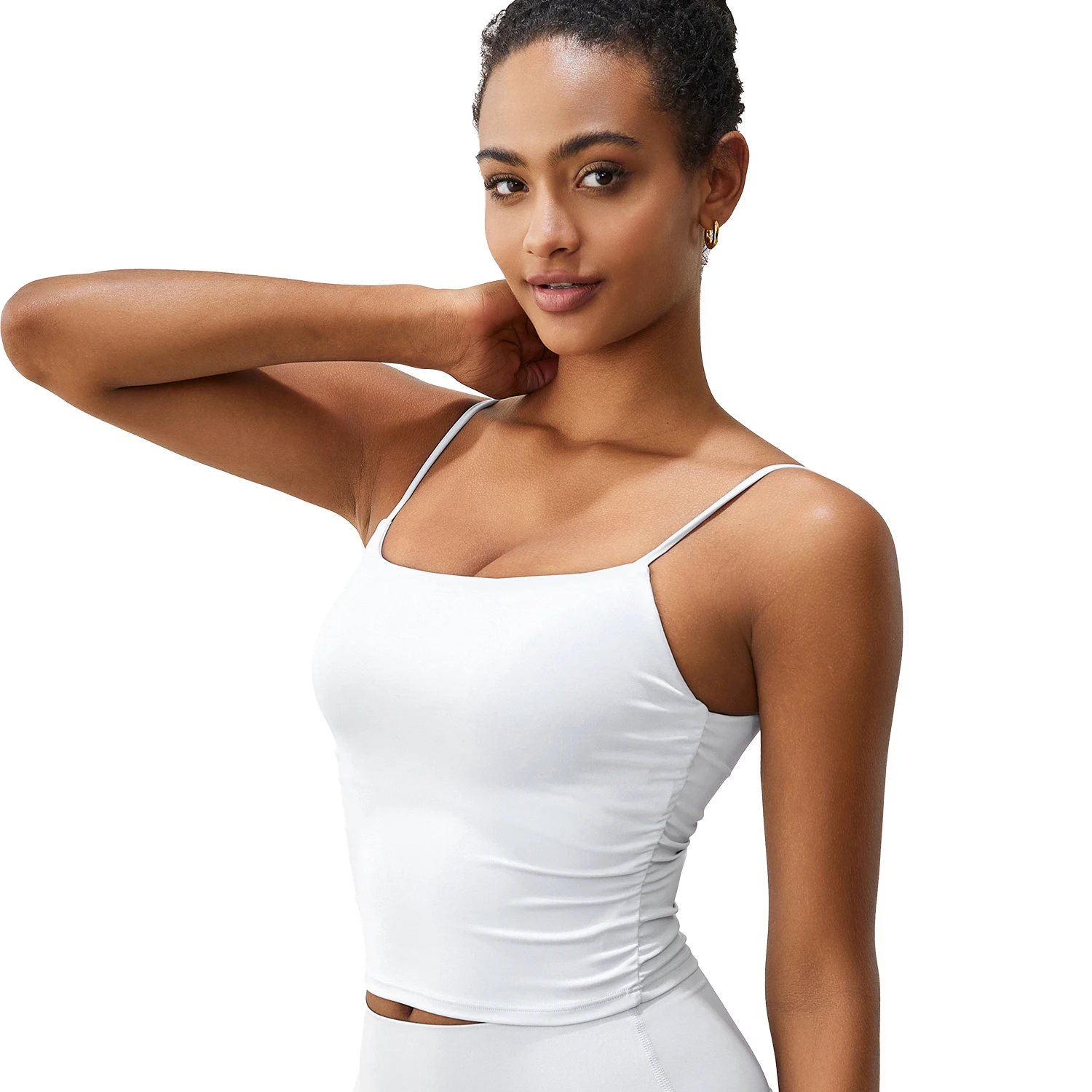 2-in-1 Eco-Friendly Gym Sports Tank Top Side Folding Custom Yoga Bras Thin Shoulder Straps Breathable Running