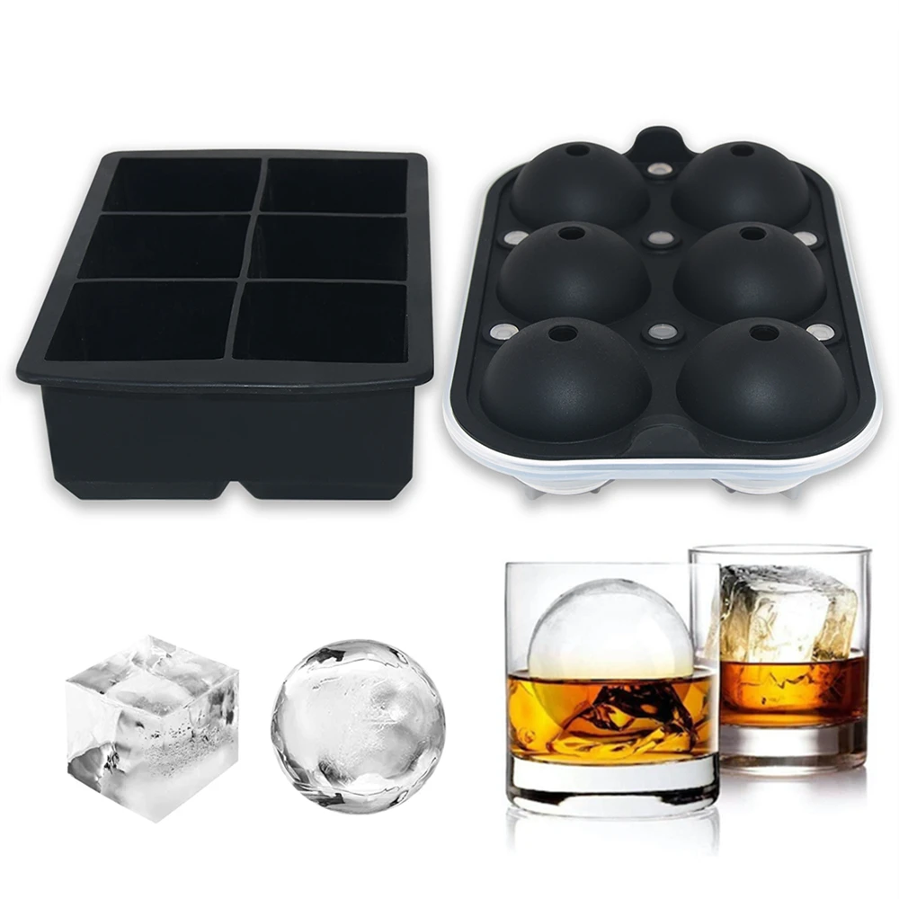 Benhaida New Arrival Reusable Cocktails Ice Sphere Tray Whisky Ice Ball Maker Easy Release Silicone Round Ice Cube Mold with Lid