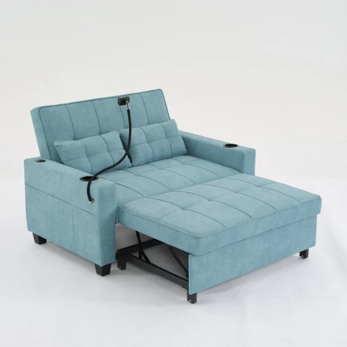 Futon Chair Bed folding chair Pull Out Sleeper Chair Beds with USB Ports Armchair Bed Sleeper for Living Room sofa W1829S00011