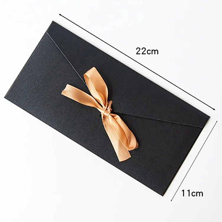 
Luxury Custom Made Small Size orange ribbon Printed Recycle Cardboard Envelope Packaging 