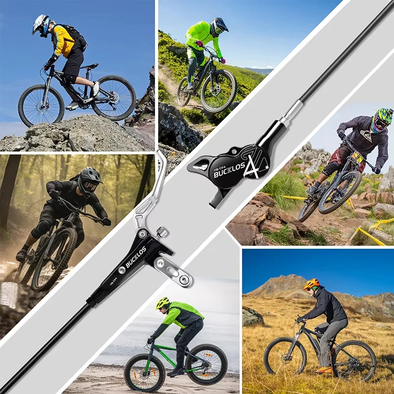 OEM/ODM BUCKLOS MTB 4 Piston Hydraulic Disc Brake 850/1550mm Bicycle Brake Set Oil Pressure AM DH E-bike MTB Disc Brakes