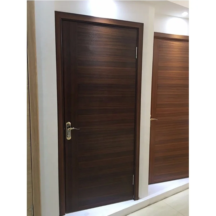Simple Plain Batten Wood Interior Door Design Plain Veneer Wooden Imported Solid Wood Doors