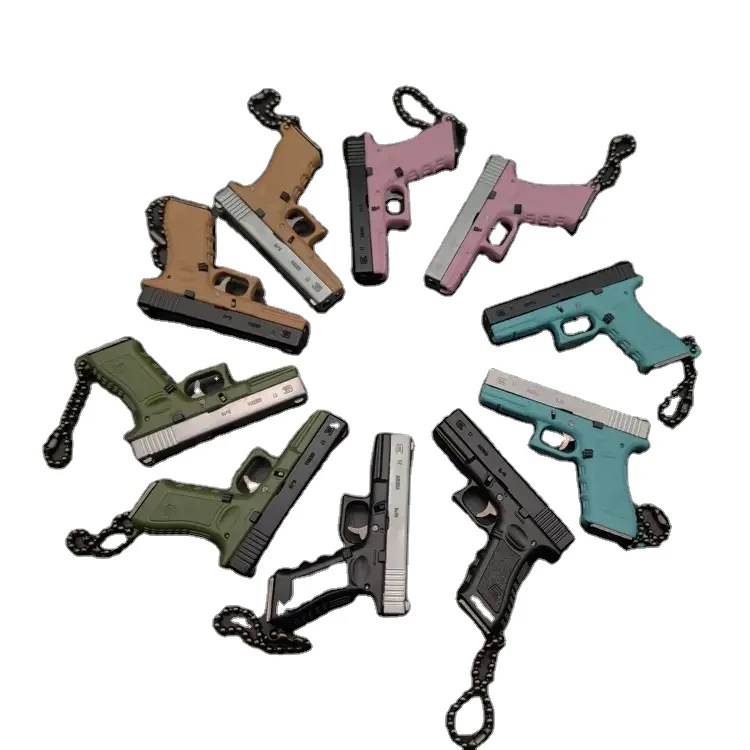 1/3 Glock 17 Pistol Mini Gun Model keychain G17 Arms Detachable Armament Weapon Metal Alloy KeyChain Backpack Pendant keyring