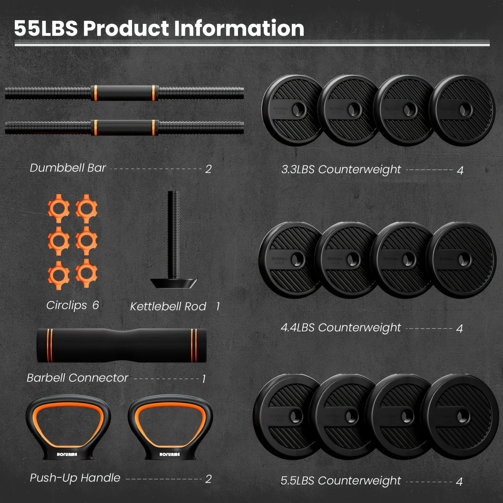 Free 4 in 1 Adjustable Weight Set, Dumbbell, Barbell, Kettlebell and Push-up Home Gym Fitness Workout Equipment