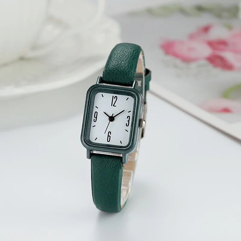 NJC New alloy square watch digital scale leather strap quartz watch college student dedicated wrist watch