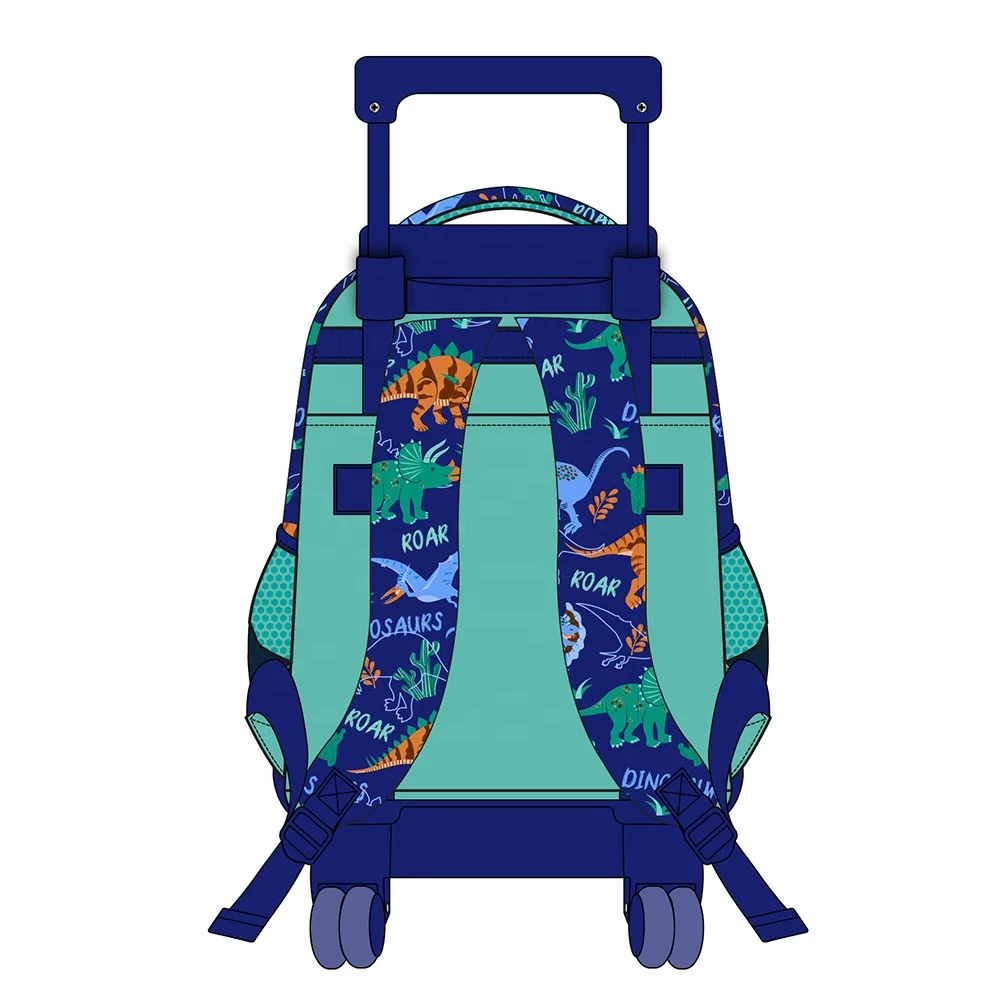 New Fashion Trends Lightweight Primary School Students Backpack 3 Pcs School Trolley Bag Dinosaur School Bags