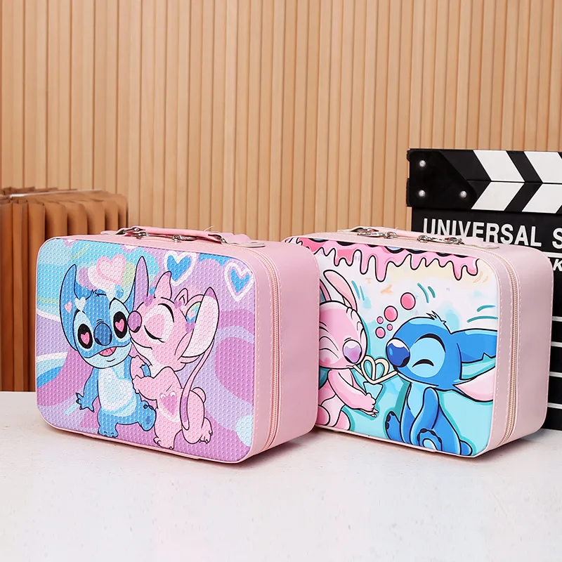 Aolan Cosmetics Box Stitch Kuromi Design Inner With Mirror Cute Big Capacity Zipper Make Up Box for Girls