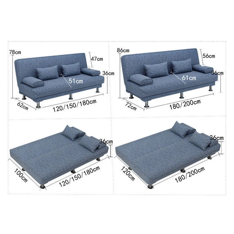 Flip Sofa and bed dual-purpose simple lazy tufted sofa apartment furniture fabric folding sofa siesta bed