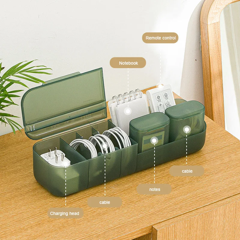 Wholesale Portable Plastic Desktop Mobile Phone Charging Data Cable Power Wire Storage Box Organizer
