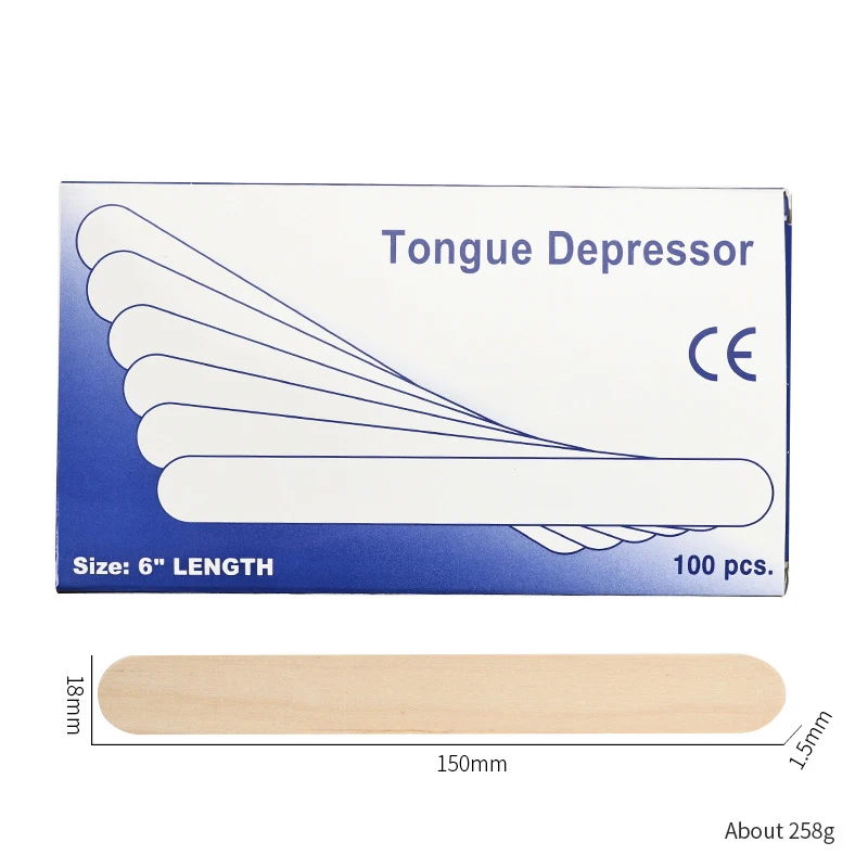Best Selling Wooden 6 inch 100pcs High Grade Natural Birch Tongue Depressors