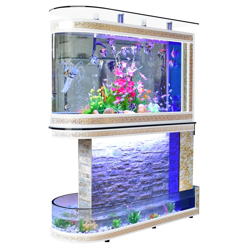Water Curtain Wall Bullet Fish Tank Artificial Clear Custom Aquarium Fish Tanks