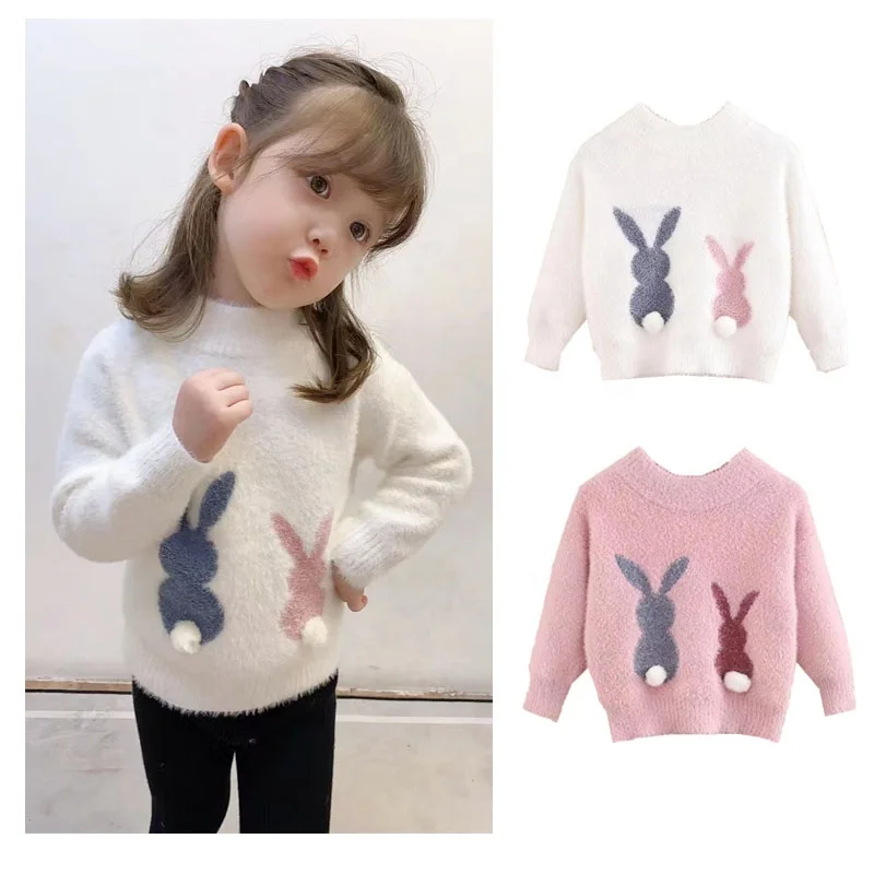 2 3 4 5 6 Year Old Cute Baby Clothes Beby Winter Clothing Bunny Rabbit Kids Cardigans Toddler Girls Sweaters Children Sweatshirt