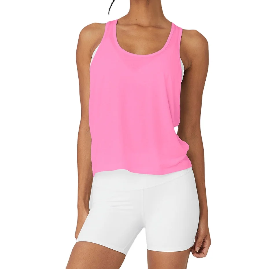 Custom Racerback Full-length Soft Cotton modal  Workout Yoga Ladies Tank Top for Women