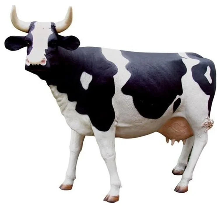 Zoo and park decoration sculpture life size fiberglass animal cow statue