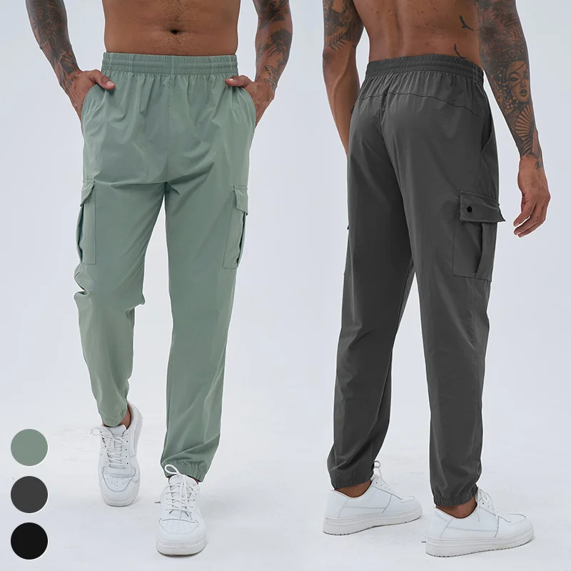 Quick Dry Side Pocket Drawstring Sports Pants Loose Casual Outdoor Sweatpants Gym Fitness Jogger Trousers Men Sports Pants