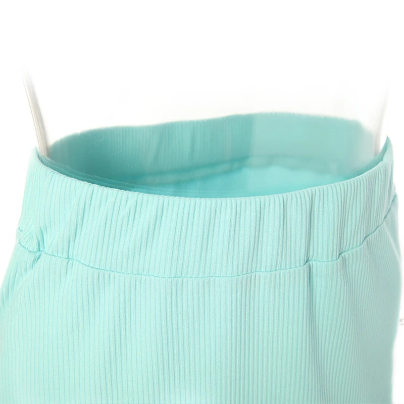 Summer solid color knitted suit crop top vest and high waist skirt two-piece women casual sexy tights set