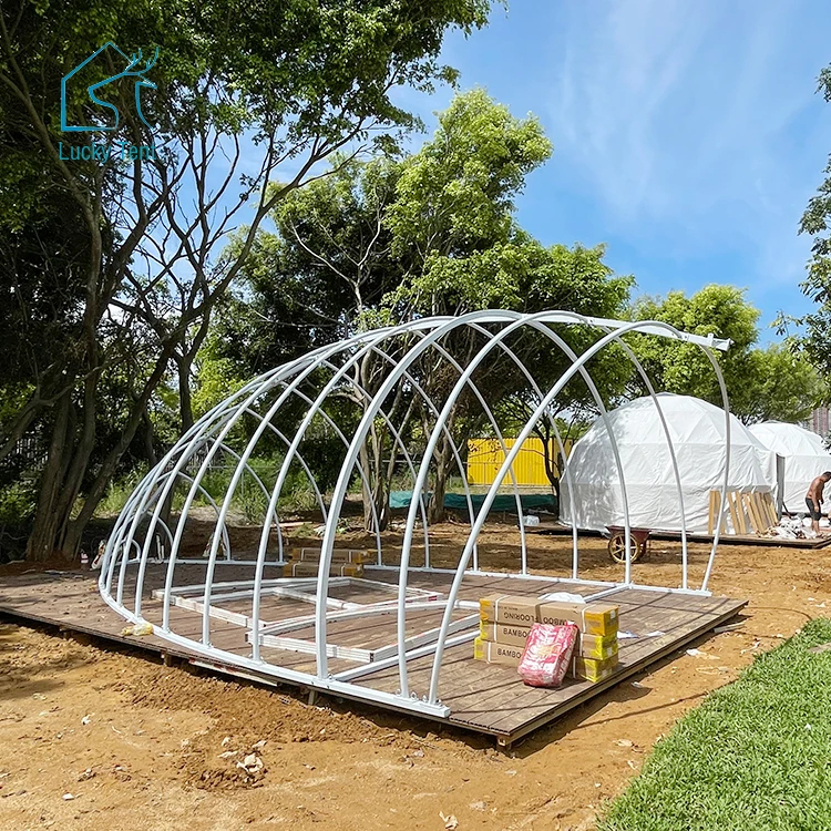 Waterproof uv resistant glamping safari tent resort hotel luxury shell house tent with bathroom