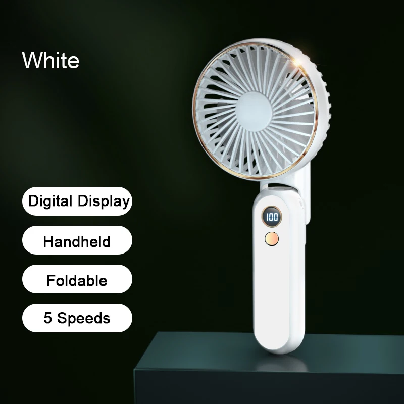 Rechargeable USB Mini Fan Foldable Desk Handheld Fan Portable Mini Fan with Power Bank LED Digital Screen
