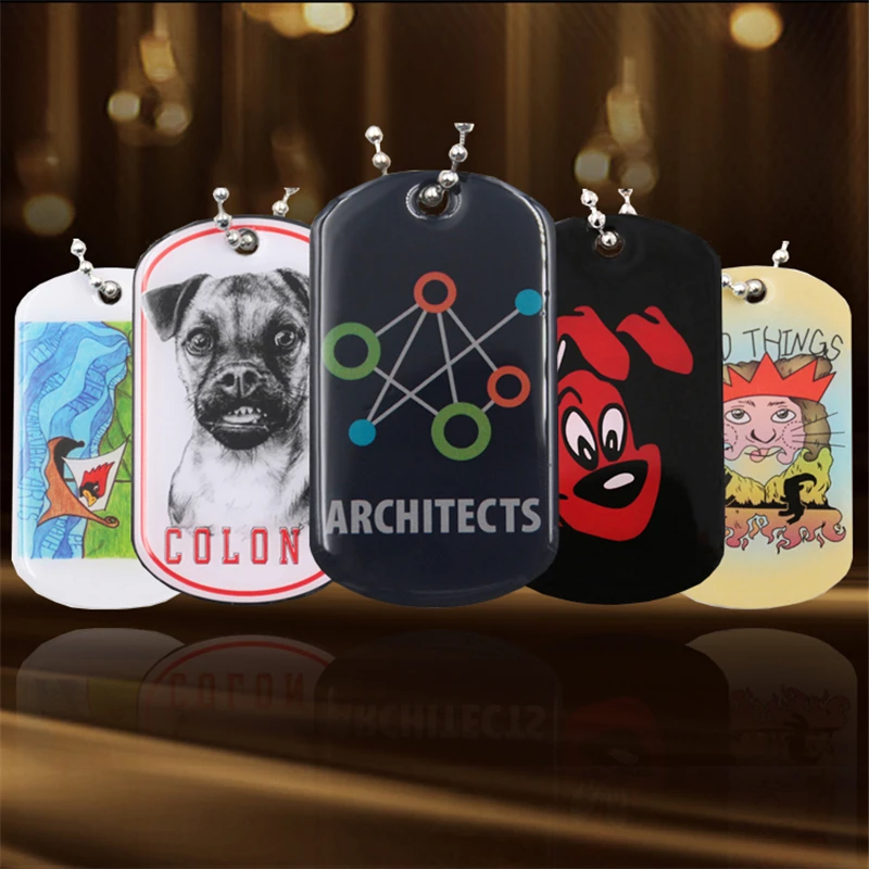 No Minimum Custom Metal Dog Tag , Personalized ID Tag With Ballchain