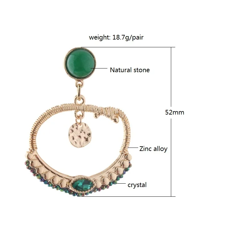 NeeFu WoFu Drop Natural Stone Crystal Charm Earring Dangle Zinc Alloy Large Long Brinco Manual Ear Accessories