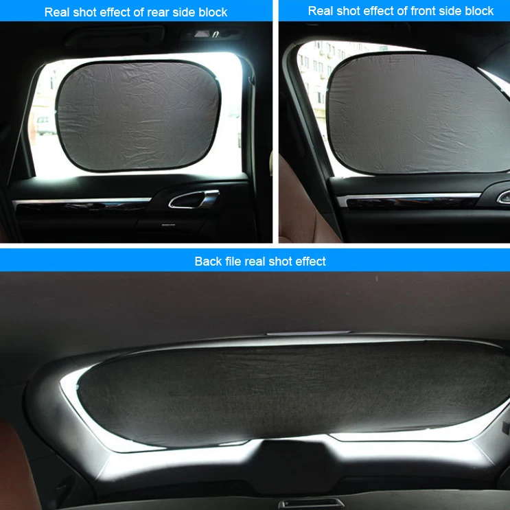 Car Sunshade Front and Rear Windshield Window Sunscreen Heat Insulation Silver 6 in 1Umbrella of Summer Car Accessories Products