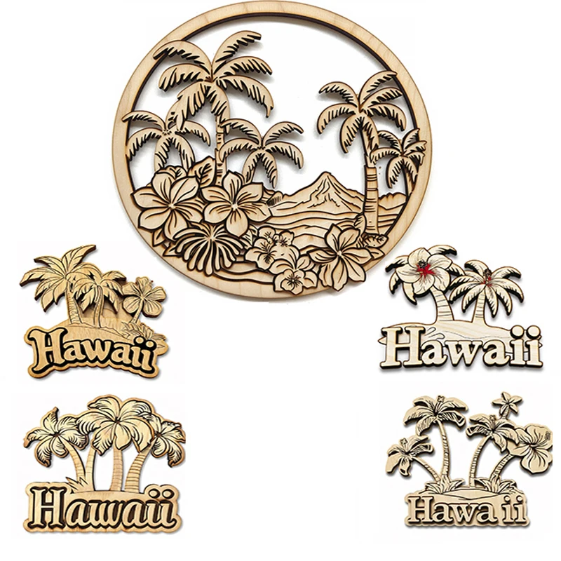 Custom Three-Dimensional Modern Style Hawaii Island Souvenir Beach Country City Refrigerator Magnet Shape wood Fridge Magnet