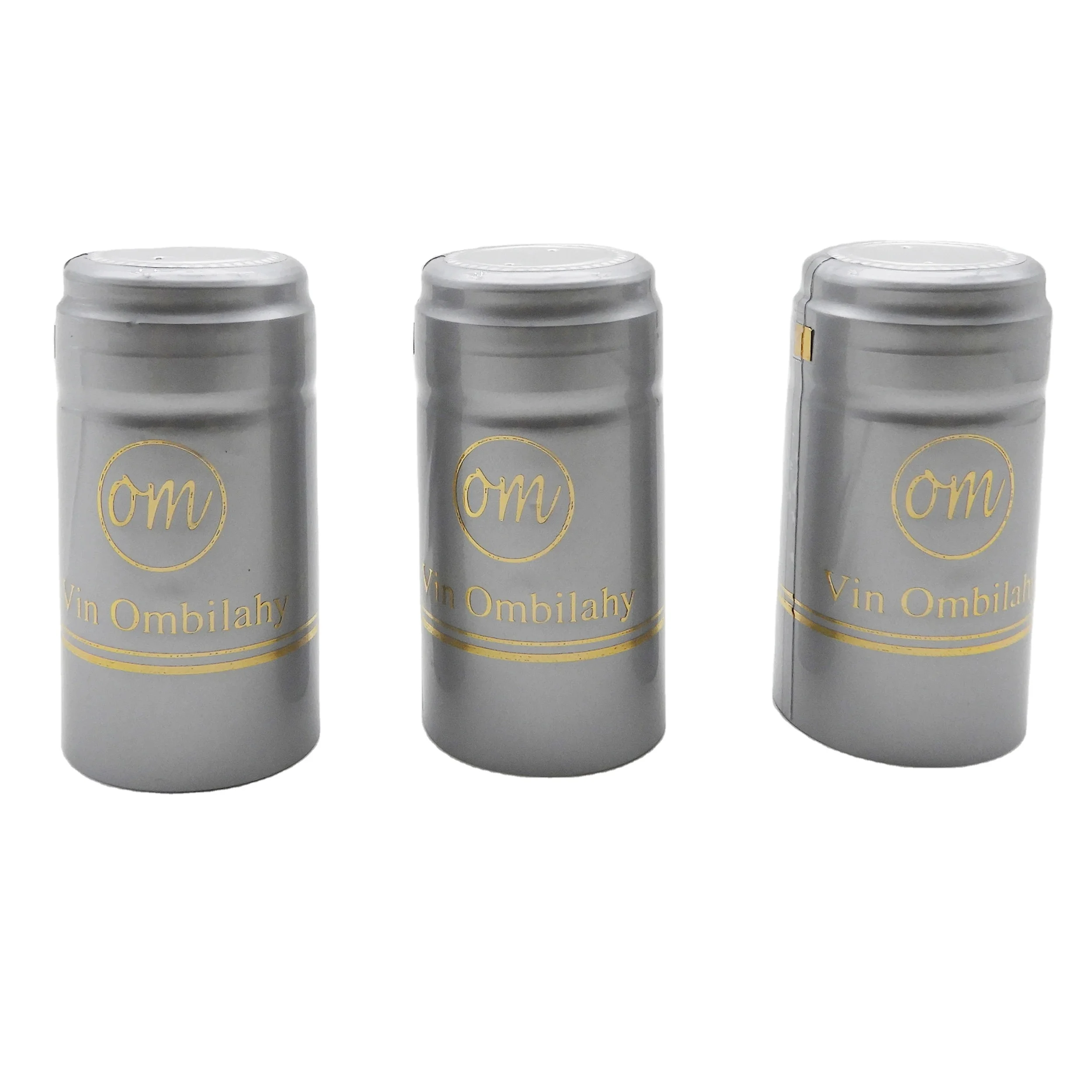 PVC Heat Shrink Capsule for Wine Vodka Liquor Bottles 30*60mm Hot Stamping Logo Shrink caps